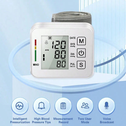 Electronic Wrist Blood Pressure LCD Monitor