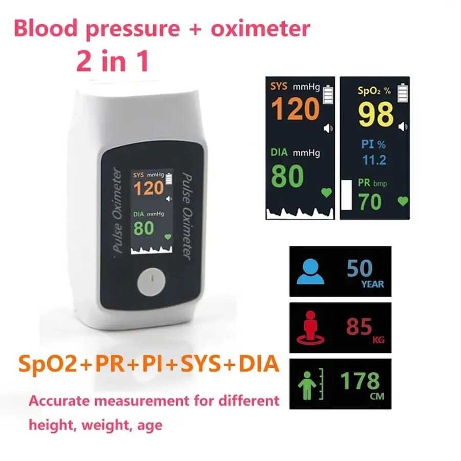 2-in-1 Blood Oxygen & Blood Pressure Monitor